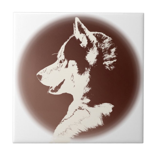 Husky Dog Art Ceramic Tile Sled Dog Decor & Gifts (Front)