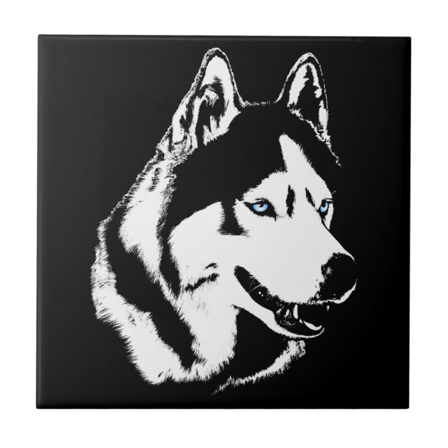 Husky Dog Art Ceramic Tile Sled Dog Decor & Gifts (Front)