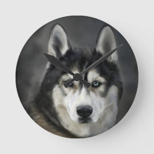 Husky Dog Big Dog Animal Pet Round Clock