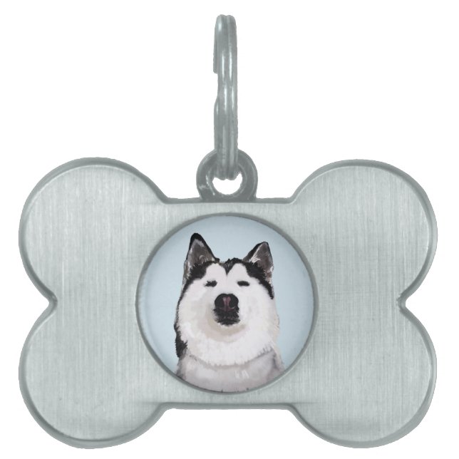 Husky dog Bone Pet Tag (Front)