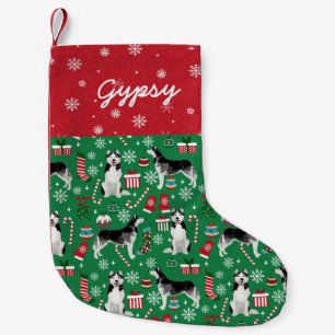 Husky dog christmas custom name small christmas stocking
