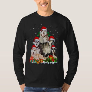 Husky Dog Christmas Tree Cute Xmas T-Shirt
