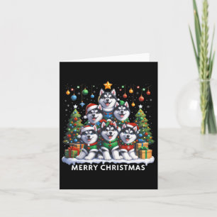 Husky Dog Christmas Tree Merry Christmas Matching  Card