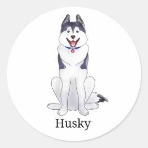 Husky Dog   Classic Round Sticker