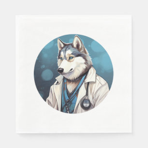 Husky Dog Doctor Napkin