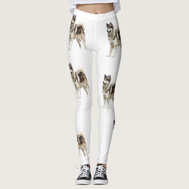 Husky dog, Dog Lovers Custom Leggings (Front)