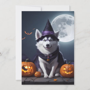Husky Dog Halloween Adventure Moonlit Magic Spooky Holiday Card
