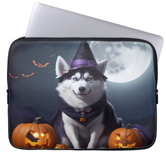 Husky Dog Halloween Adventure Moonlit Magic Spooky Laptop Sleeve