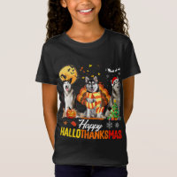 Husky Dog Happy Hallothanksmas Halloween Thanksgiv