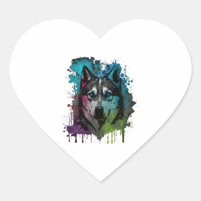 Husky Dog Heart Sticker (Front)