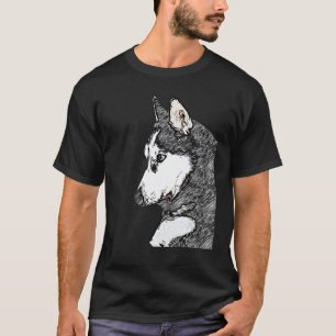 Husky dog imprint artwork face with Siberian Husky T-Shirt