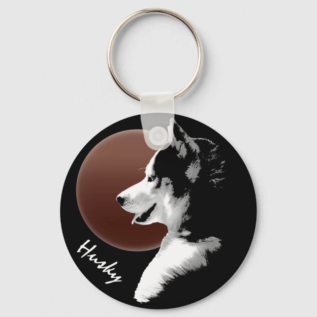 Husky Dog Key Chains Custom Husky Pup Keychains (Front)