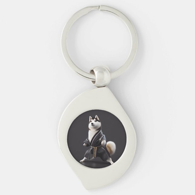 Husky Dog Knows Karate, Husky Dog Karate Player Key Ring (Front)