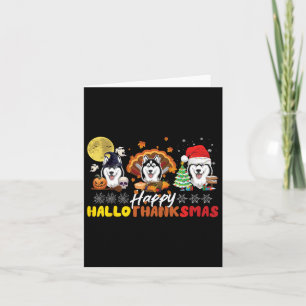 Husky Dog Lover Happy Hallothanksmas Happy Hallowe Card