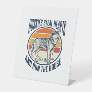 Husky Dog Lover Vintage Engraving Funny Pet Owner Pedestal Sign