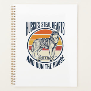 Husky Dog Lover Vintage Engraving Funny Pet Owner Planner