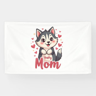 Husky Dog Mom Cute Kawaii Design Banner