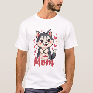 Husky Dog Mom Cute Kawaii Design T-Shirt