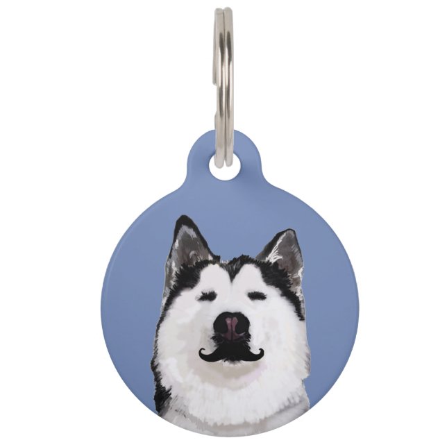 Husky dog  Moustache Pet Tag (Front)