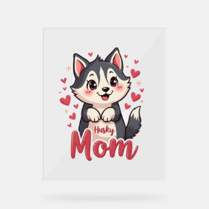 Husky Dog Mum Cute Kawaii Design Acrylic Sign