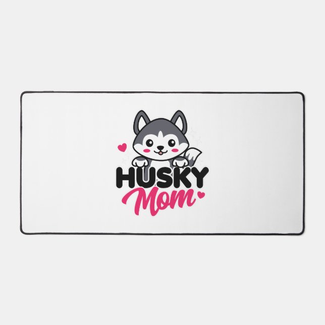 Husky Dog Mum Cute Kawaii Design Desk Mat (Front)
