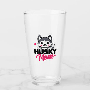 Husky Dog Mum Cute Kawaii Design Glass