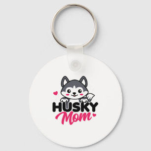 Husky Dog Mum Cute Kawaii Design Key Ring