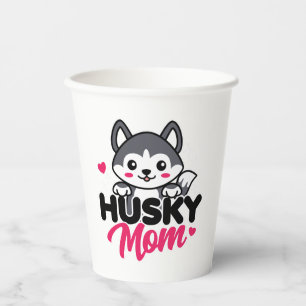 Husky Dog Mum Cute Kawaii Design Paper Cups