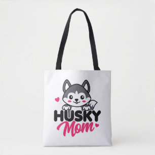 Husky Dog Mum Cute Kawaii Design Tote Bag