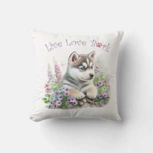 Husky Dog Mum Floral Cushion