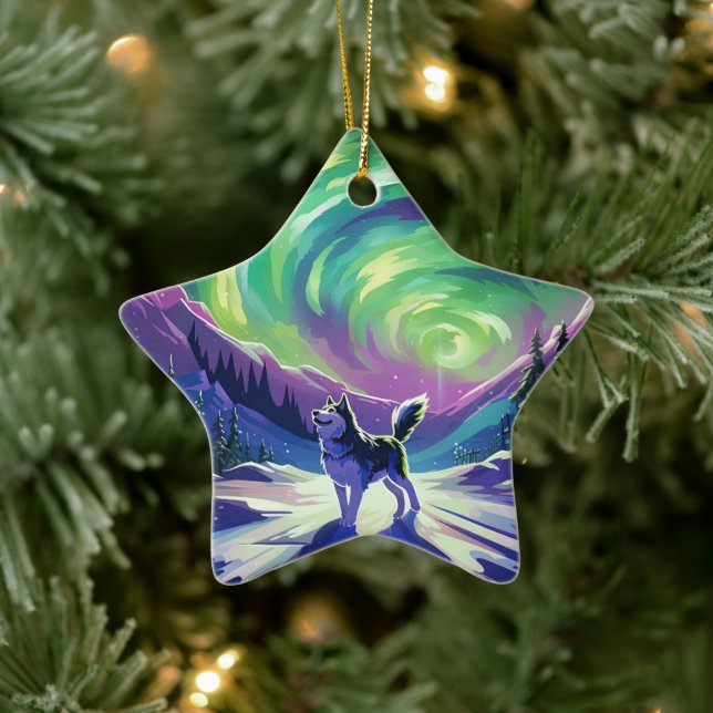 Husky Dog Ornament Pet Lover Gift, Pet Portrait  (Tree)