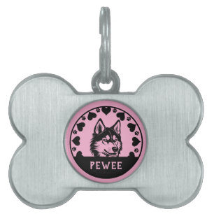 Husky Dog Pet Owner ID Tag