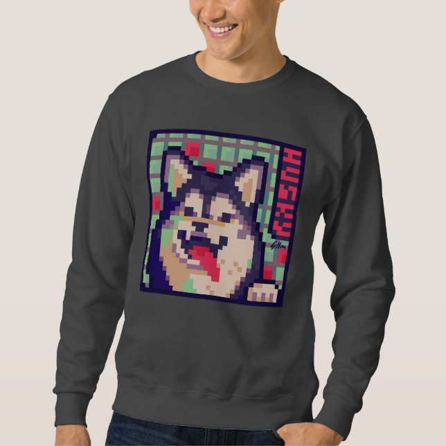Husky, dog Pixel Art, pixelart Sweatshirt (Front)
