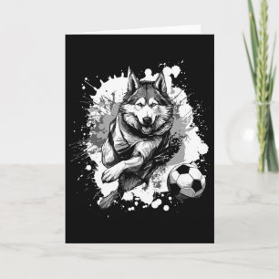 Husky Dog Playing Soccer Sports Team  Card