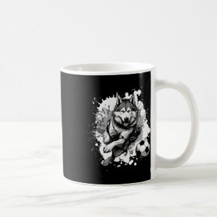 Husky Dog Playing Soccer Sports Team Coffee Mug