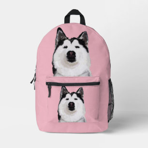Husky Dog Portrait Round Eraser Printed Backpack