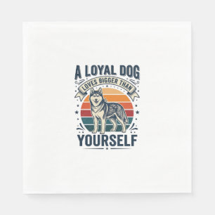 Husky Dog Quote Vintage Engraving Pet Lover Design Napkin