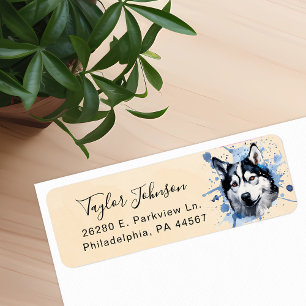 Husky Dog Return Address Label