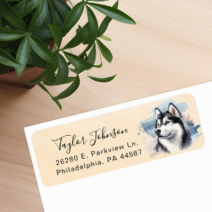 Husky Dog Return Address Label