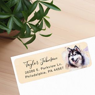 Husky Dog Return Address Label