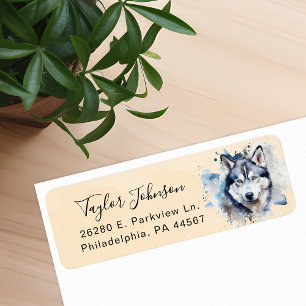 Husky Dog Return Address Label