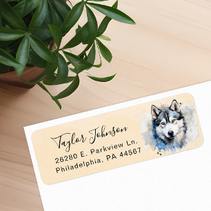 Husky Dog Return Address Label