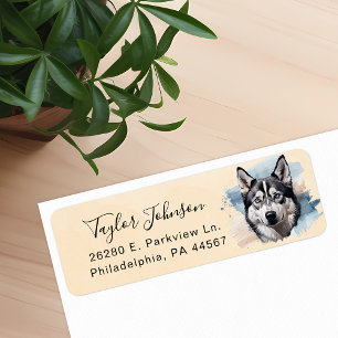 Husky Dog Return Address Label