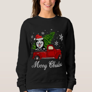 Husky Dog Riding Red Truck Christmas Decorations P Sweatshirt