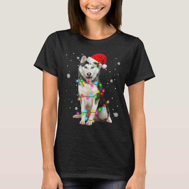 Husky Dog Santa Hat Christmas Tree Xmas For Dogs L T-Shirt (Front)