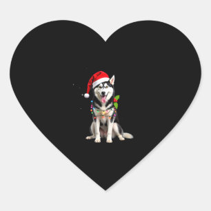 Husky Dog Santa Hat Christmas Tree Xmas Gifts For  Heart Sticker