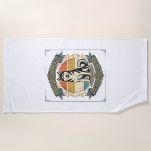 Husky Dog Shirt Vintage Engraving One More Dog Des Beach Towel