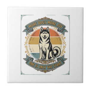 Husky Dog Shirt Vintage Engraving One More Dog Des Tile