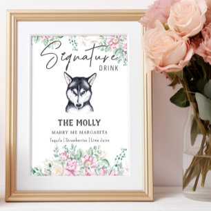 Husky Dog Signature Drink Sign