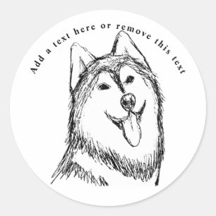 Husky Dog Sketch Classic Round Sticker
